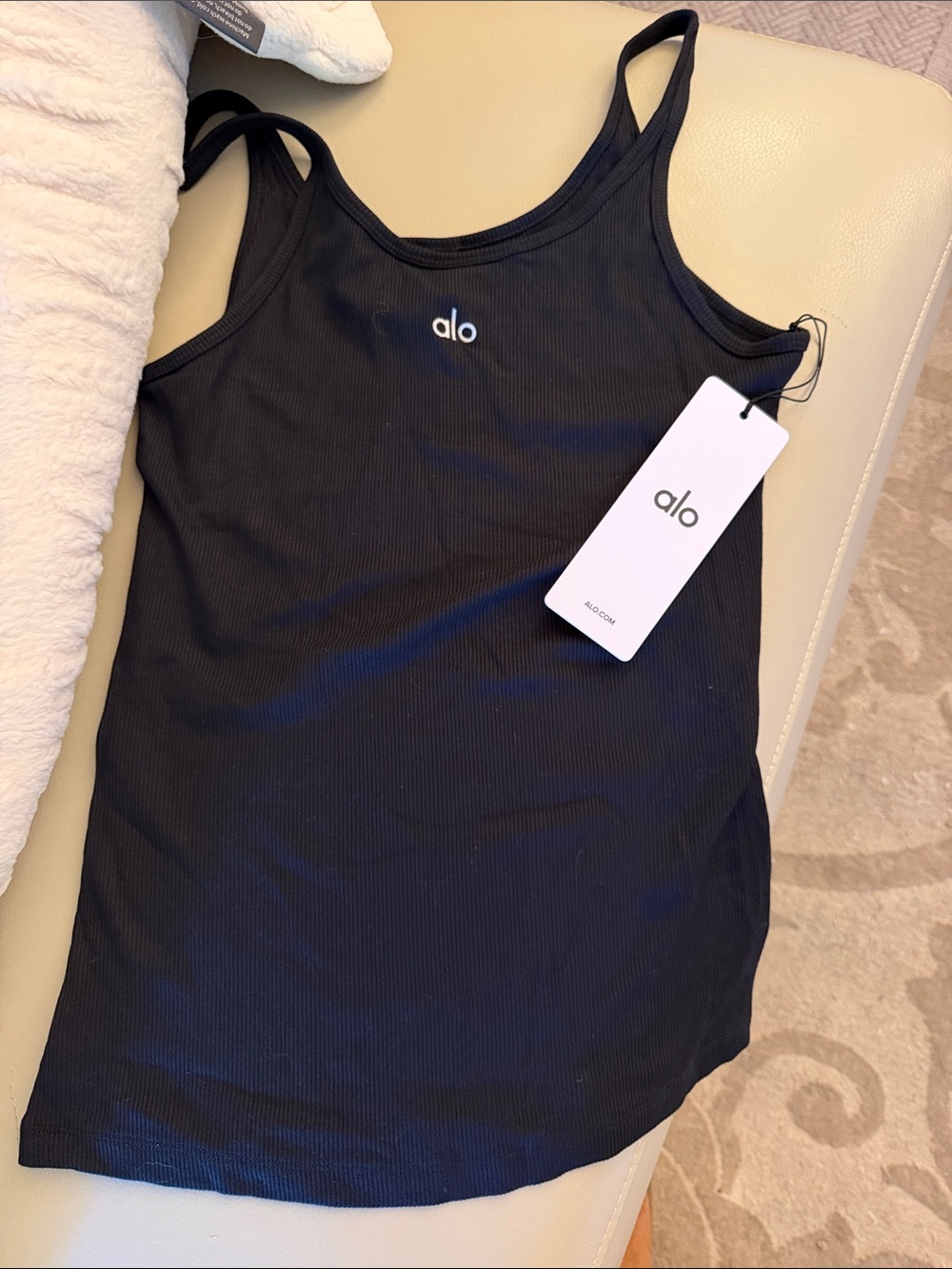 ALO Yoga Black Ribbed Camisole Tank